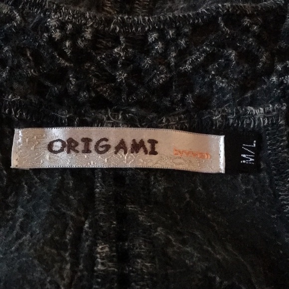 Origami Babydoll Crochet Neckline Racer Back Tank Top Dark Gray M/L - Picture 6 of 6